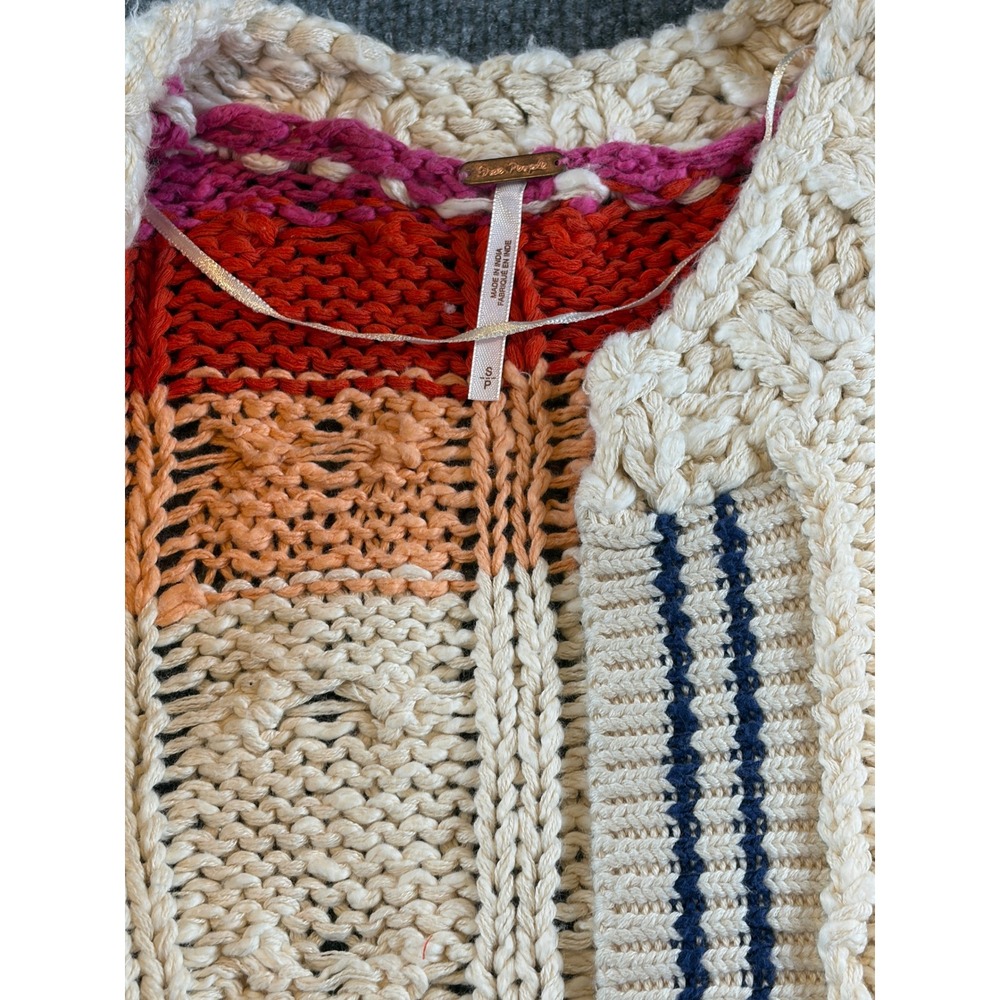 Free People Crochet Patchwork Cardigan Sweater Multi Color Granny Square Small - Picture 4 of 5